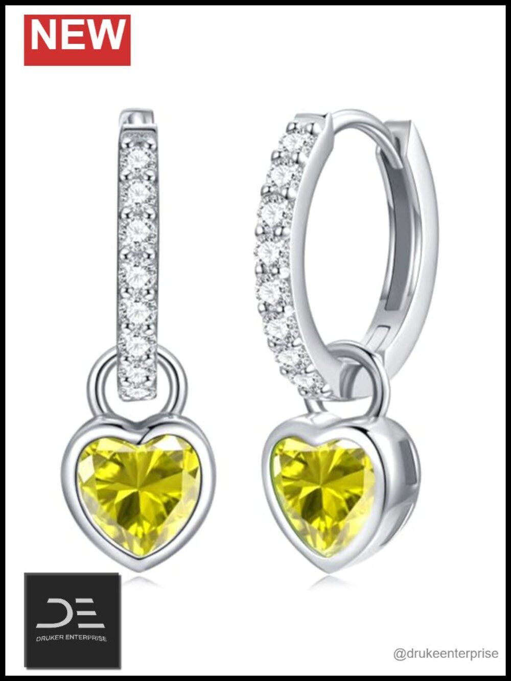 Heart Hoop Earrings Sterling Silver Birthstone Anniversary Gift